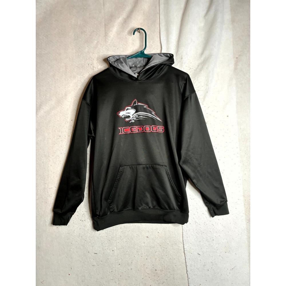 Bozeman Icedogs Hoodie Mens Medium Black A4 NHL Wolf Graphic Kangaroo Pockets